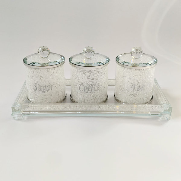 White and silver store tea coffee sugar